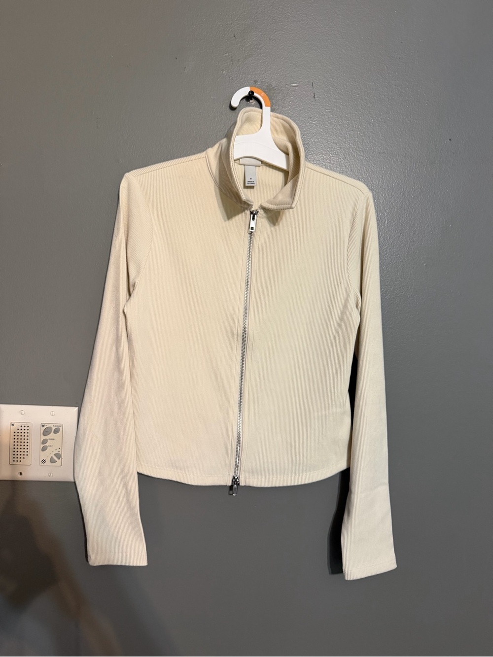 NWT A New Day Cream Brushed Ribbed Polo Zip Up Jacket Small